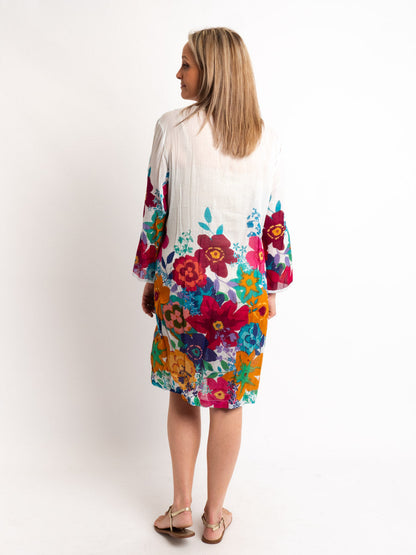 Pleated Dress Length Kurta in Japanese Floral