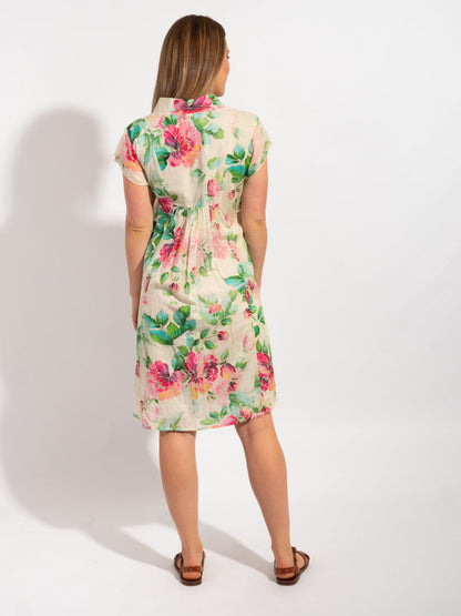 Cabarita Dress in Beige Pink Pretty