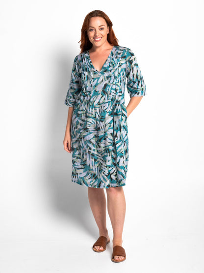 Heron Dress in Turquoise Brush