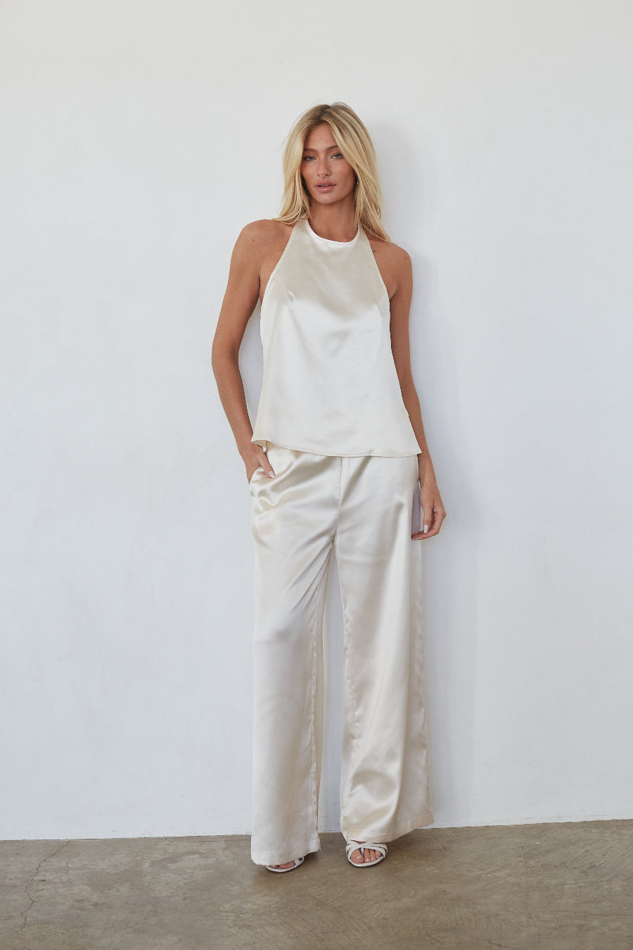 Nayla Open Back Satin Halter Top