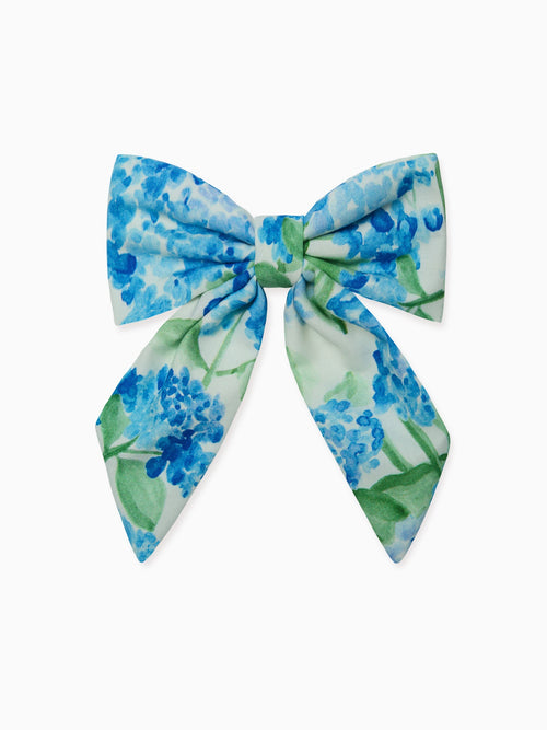 The Hill House x La Coqueta Girls Bow Clip - Blue Watercolor Hydrangea