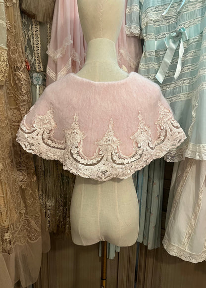 Pink frosting capelet coat