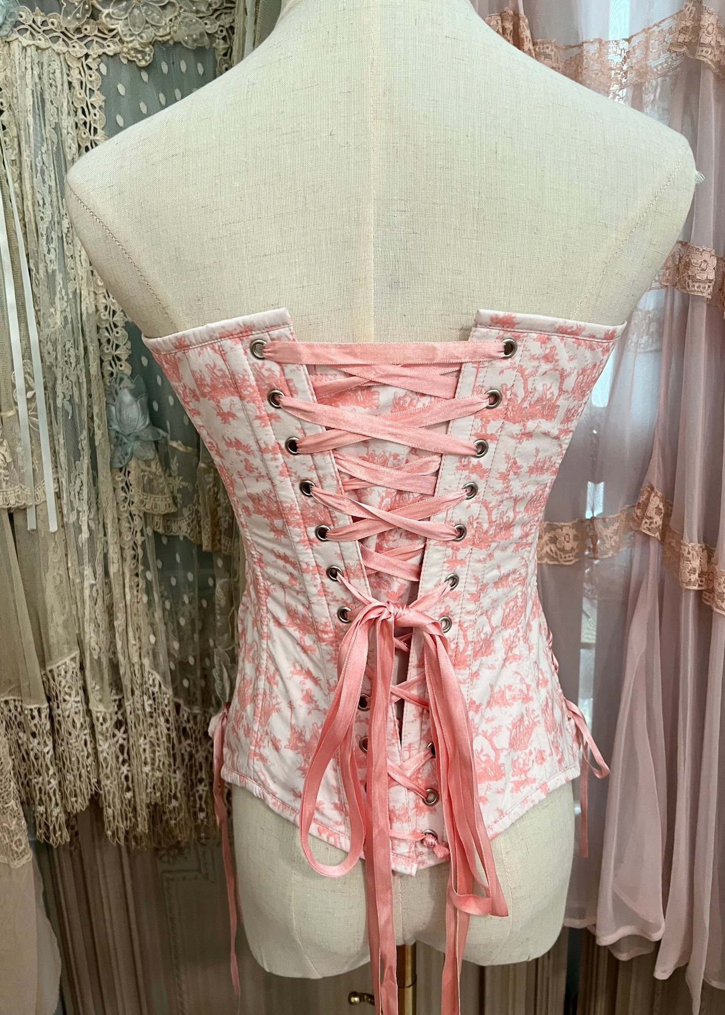 Toile de Jouy corset & bloomers set