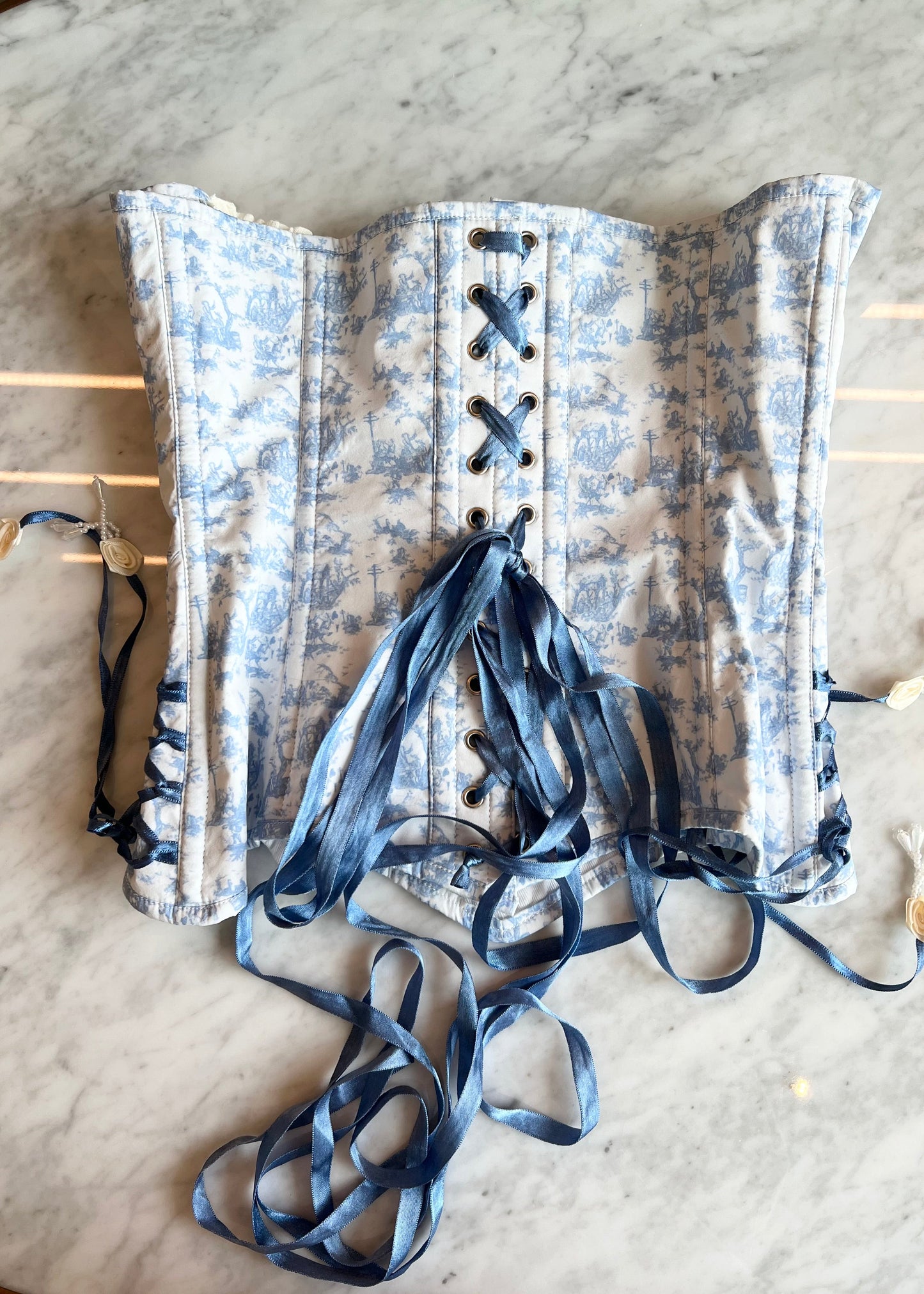 Toile de Jouy corset & bloomers set