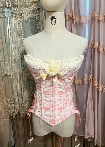 Toile de Jouy corset & bloomers set