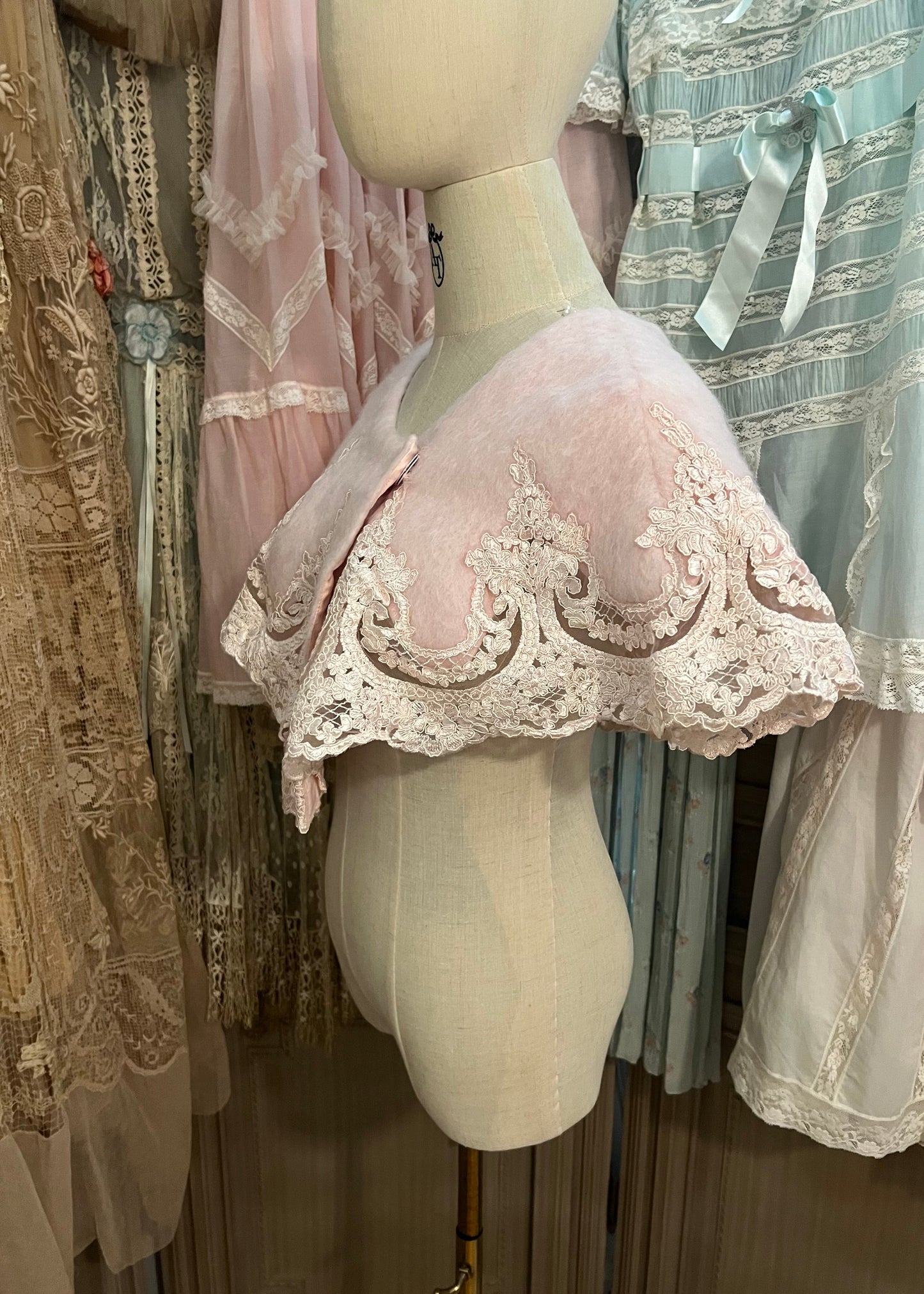 Pink frosting capelet coat