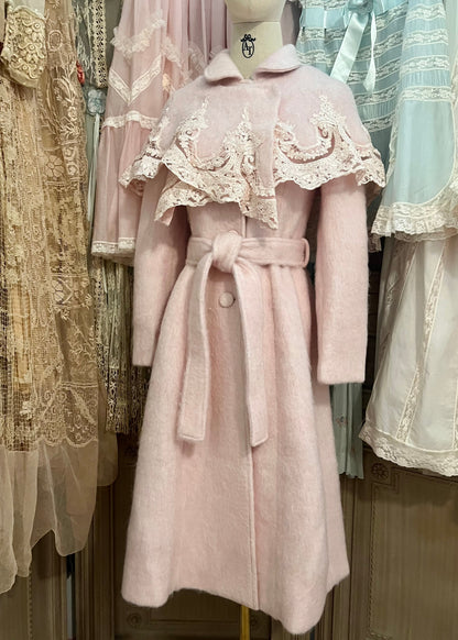Pink frosting capelet coat