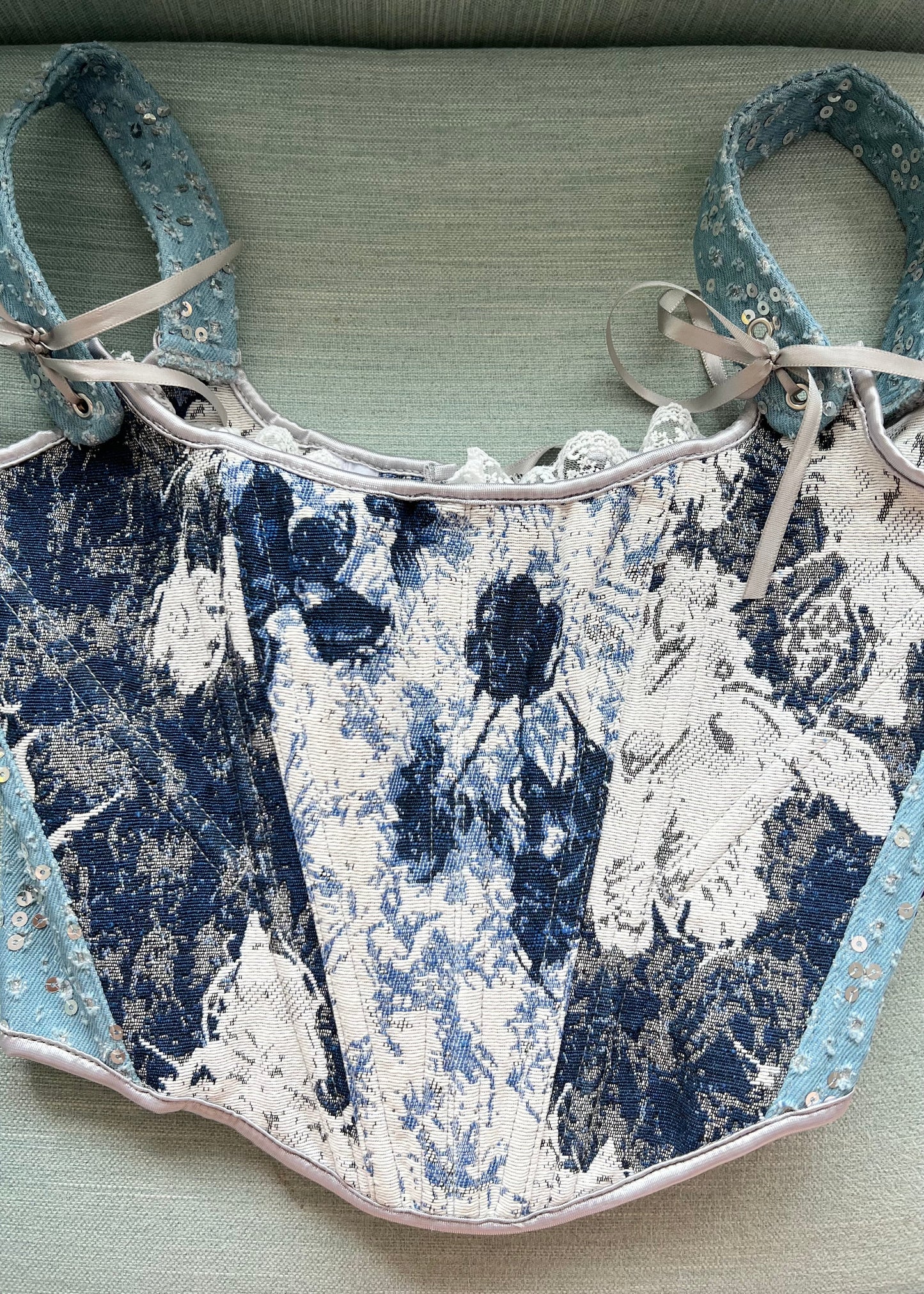 Denim love corset