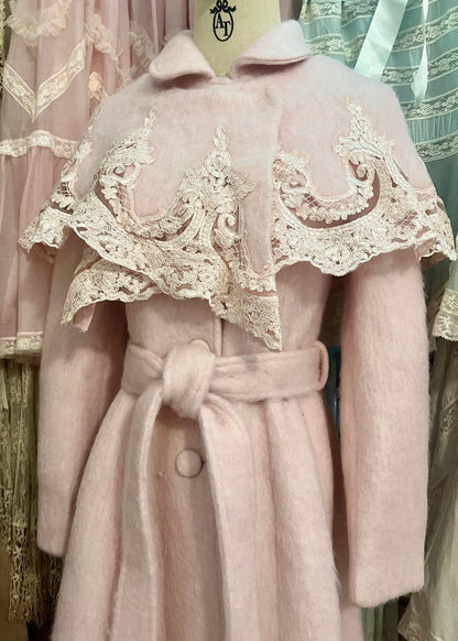 Pink frosting capelet coat