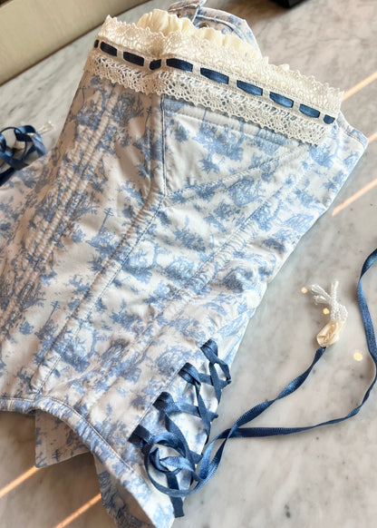 Toile de Jouy corset & bloomers set