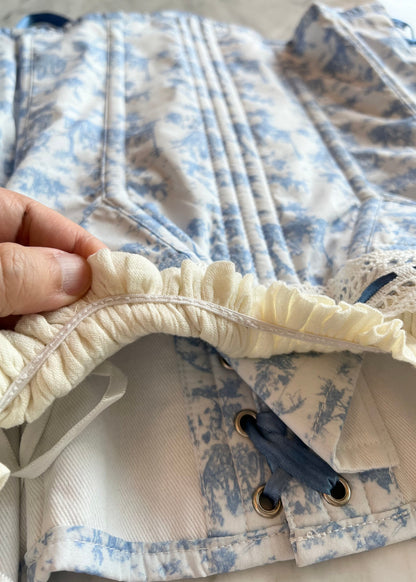 Toile de Jouy corset & bloomers set
