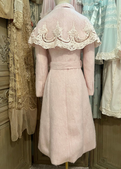Pink frosting capelet coat