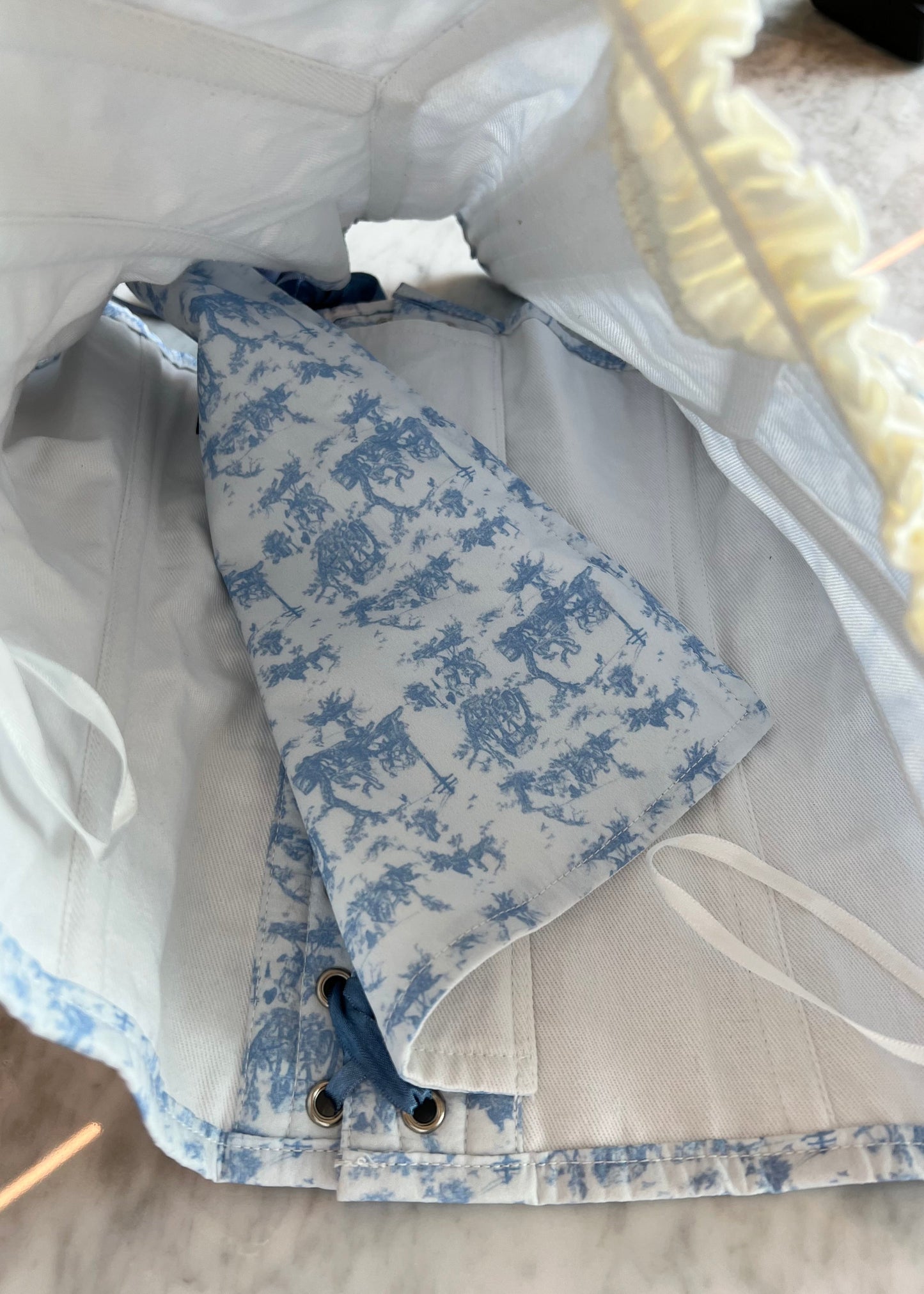 Toile de Jouy corset & bloomers set