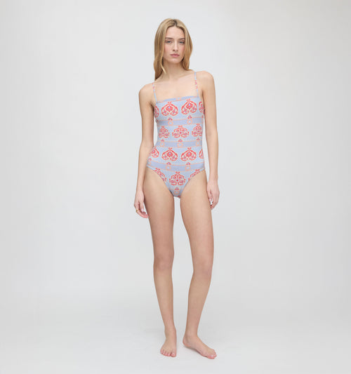 The Giana One Piece - Poppy Damask Stripe