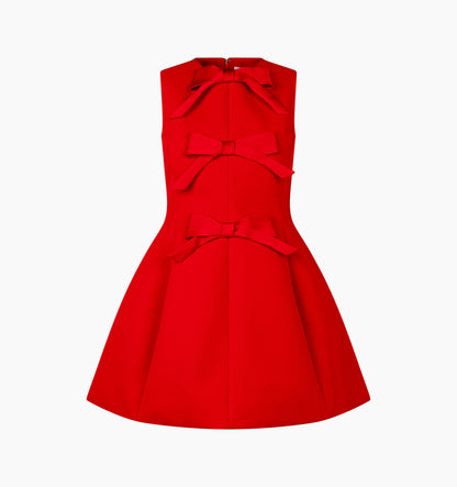 The Blythe Bow Dress - Red with Red Bows