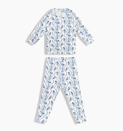 The Tiny PJ Set - Blue Vine Stripe