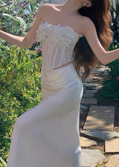 White bouquet corset