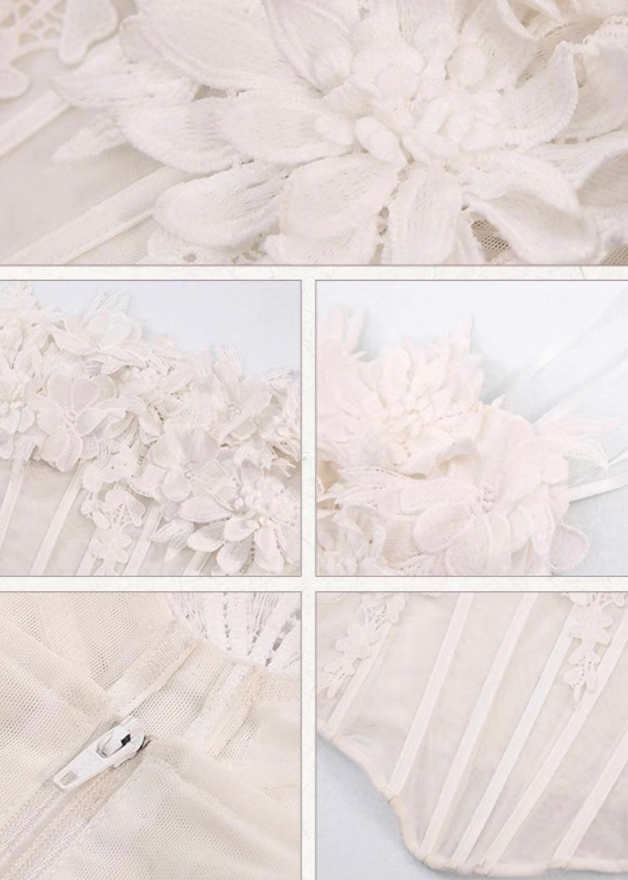 White bouquet corset