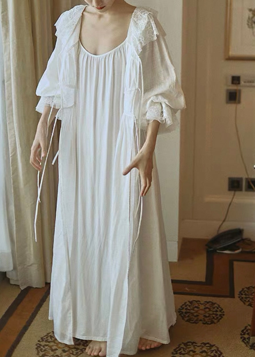 White pigeon dressing gown set