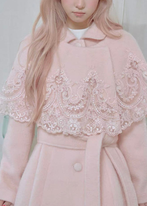 Pink frosting capelet coat