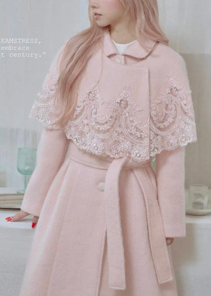 Pink frosting capelet coat