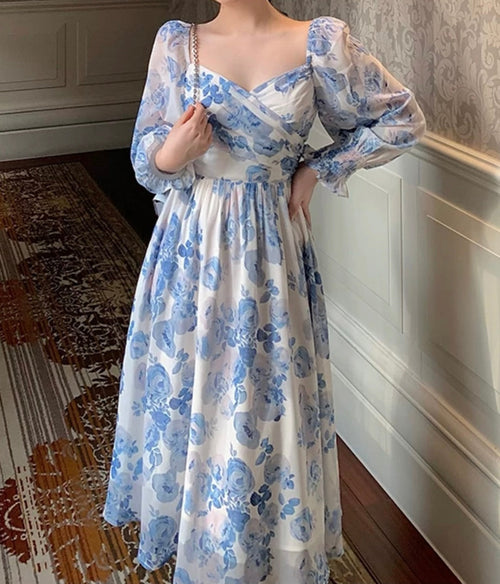 Blue roses dress