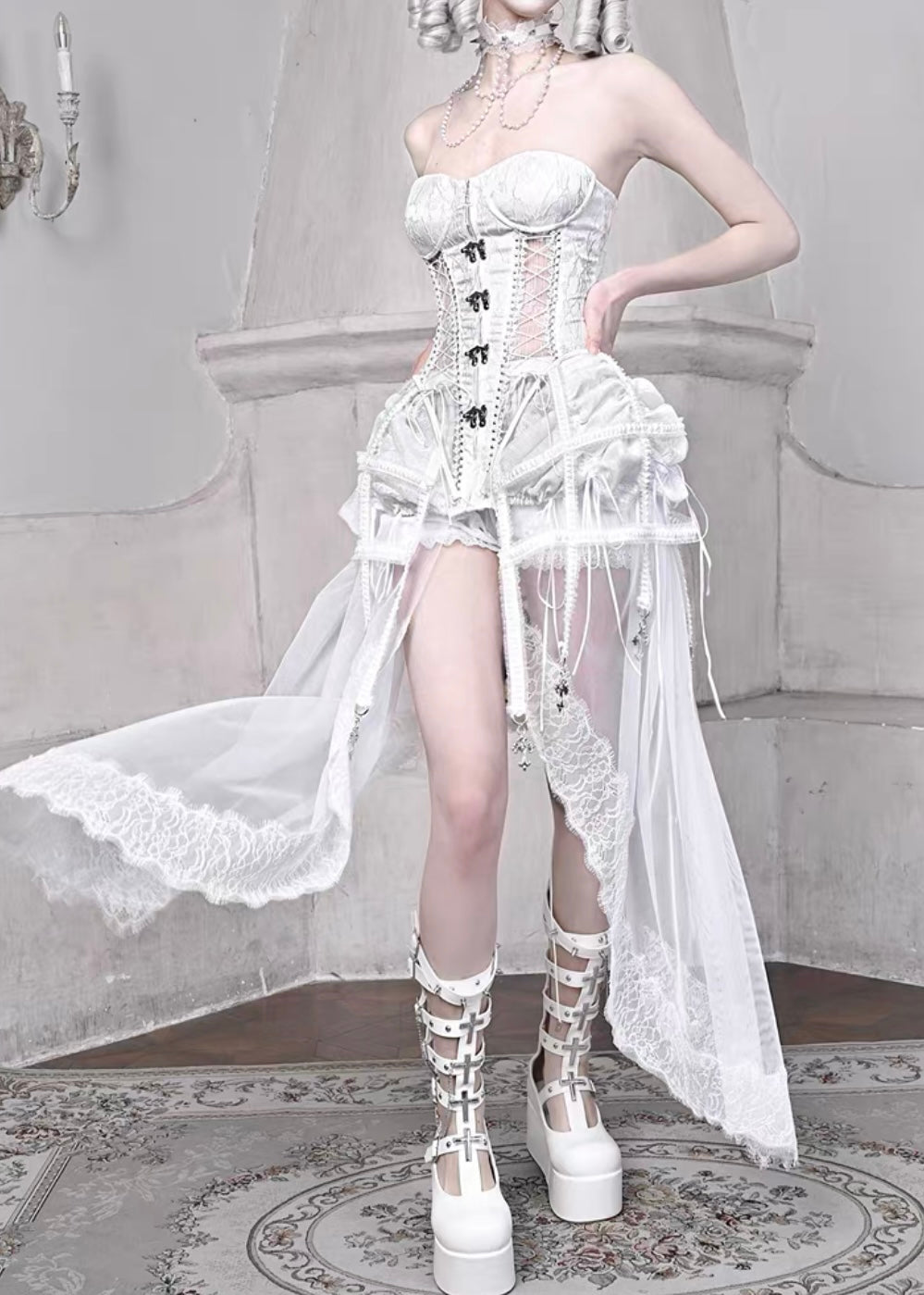 Snowy gothic bride corset