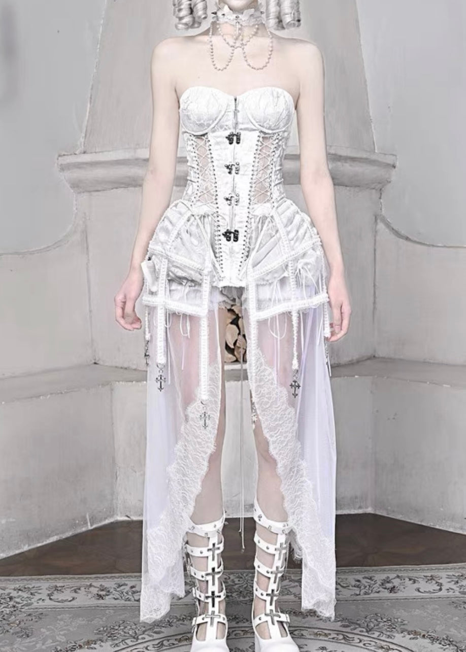 Snowy gothic bride corset
