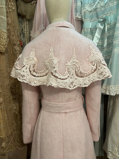 Pink frosting capelet coat
