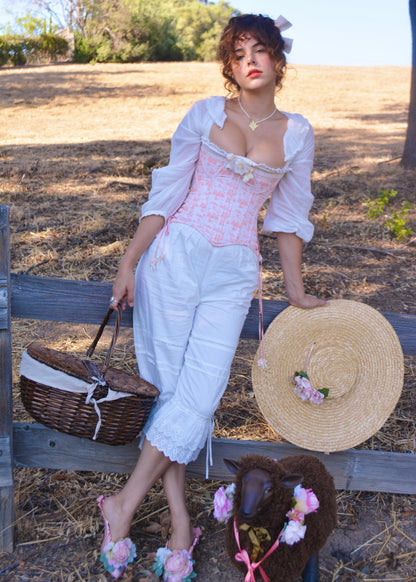 Toile de Jouy corset & bloomers set