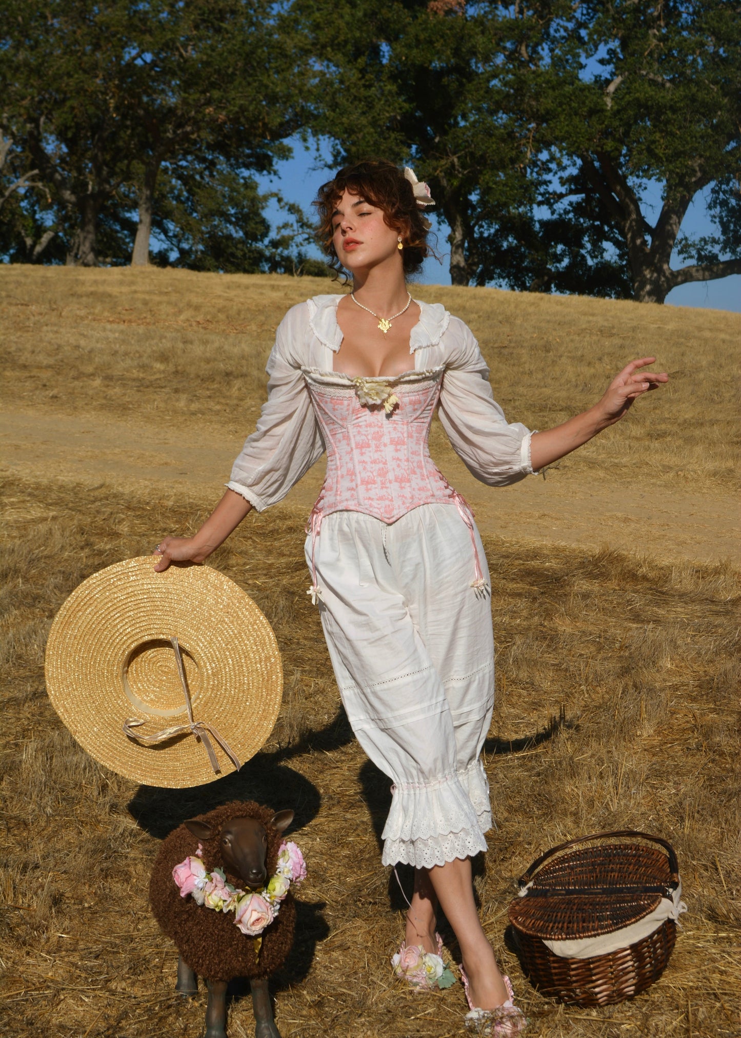 Toile de Jouy corset & bloomers set