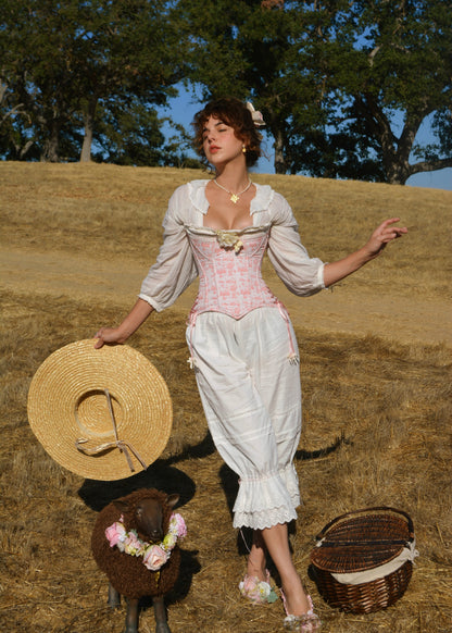 Toile de Jouy corset & bloomers set