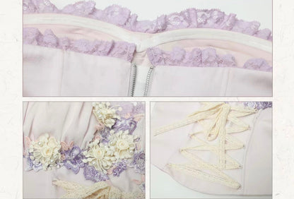 Lavender garden corset set
