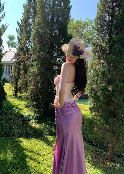 Lavender garden corset set