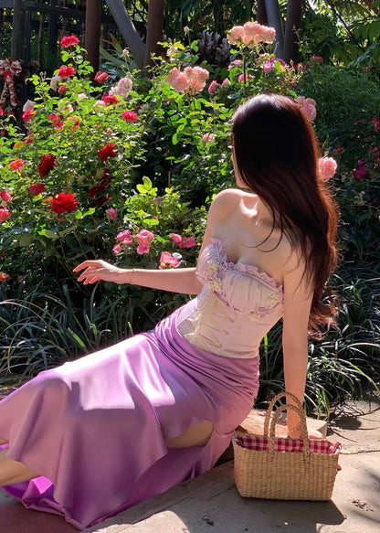 Lavender garden corset set