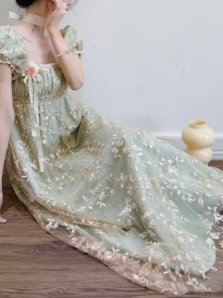 Mint blossom regency gown