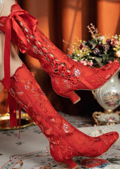 Lacey silhouette knee-high boots