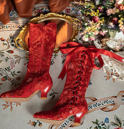 Lacey silhouette knee-high boots