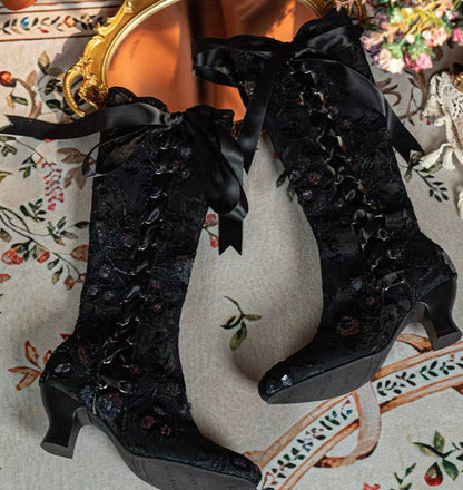 Lacey silhouette knee-high boots