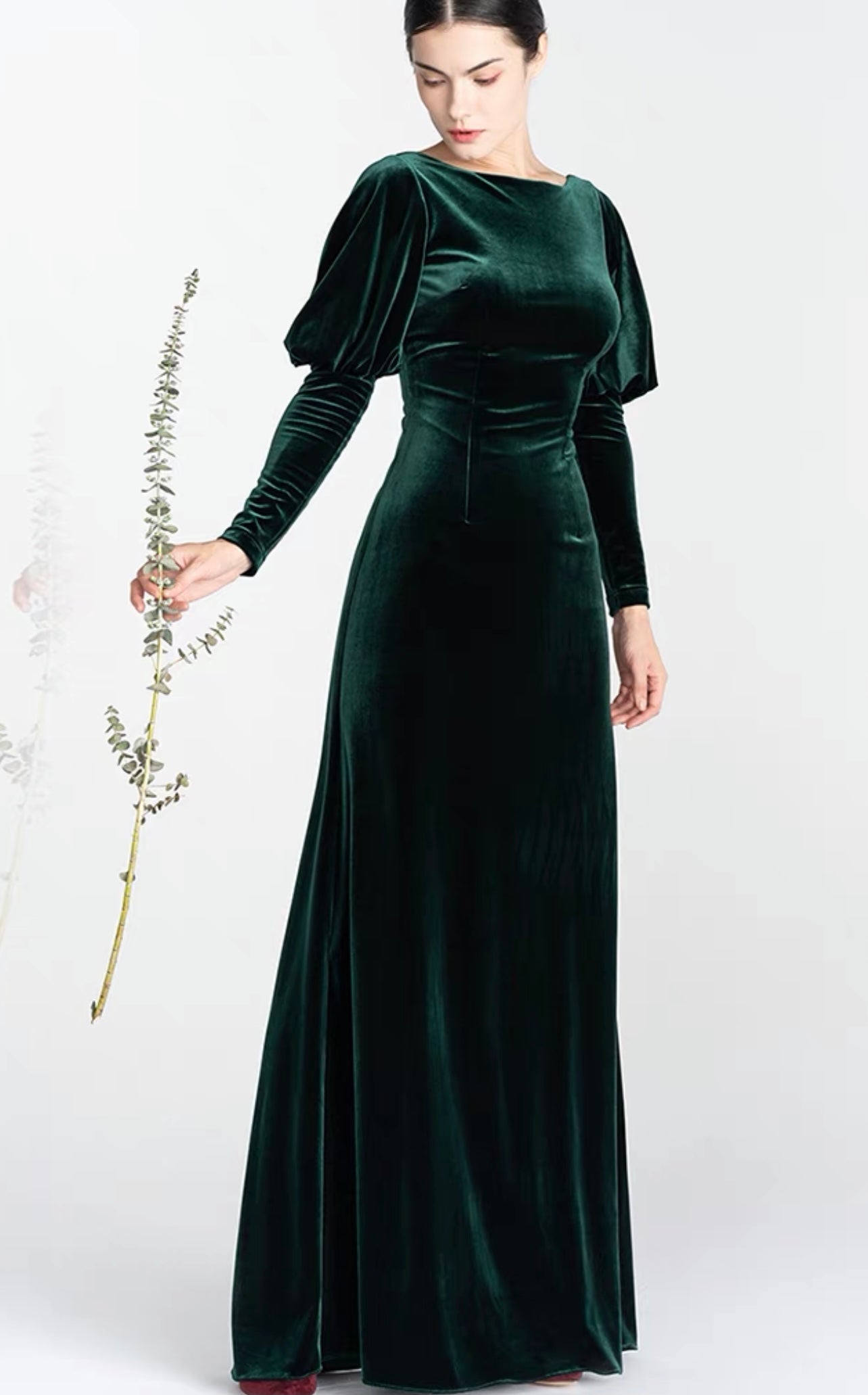 Emerald velvet dress