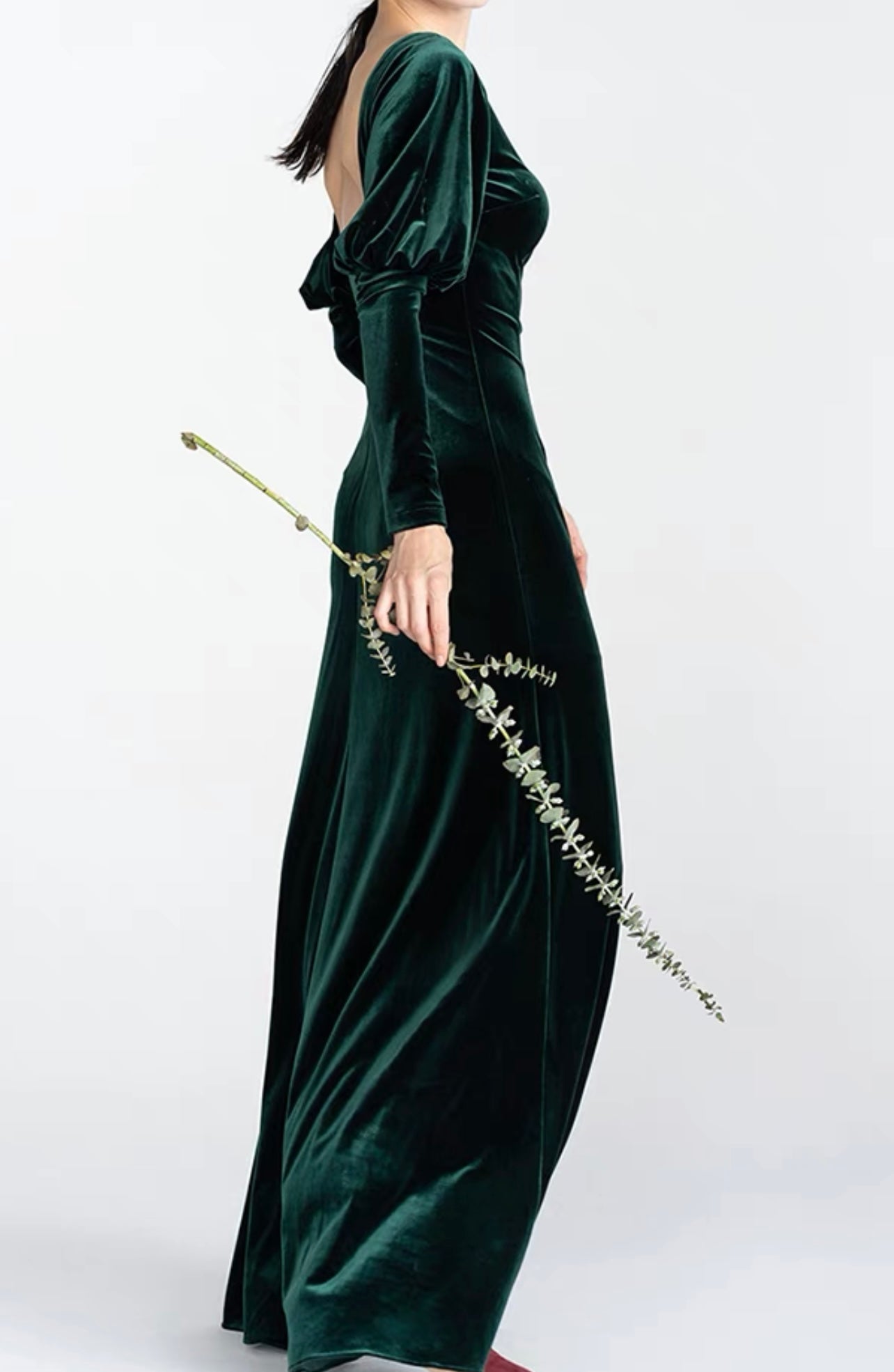Emerald velvet dress