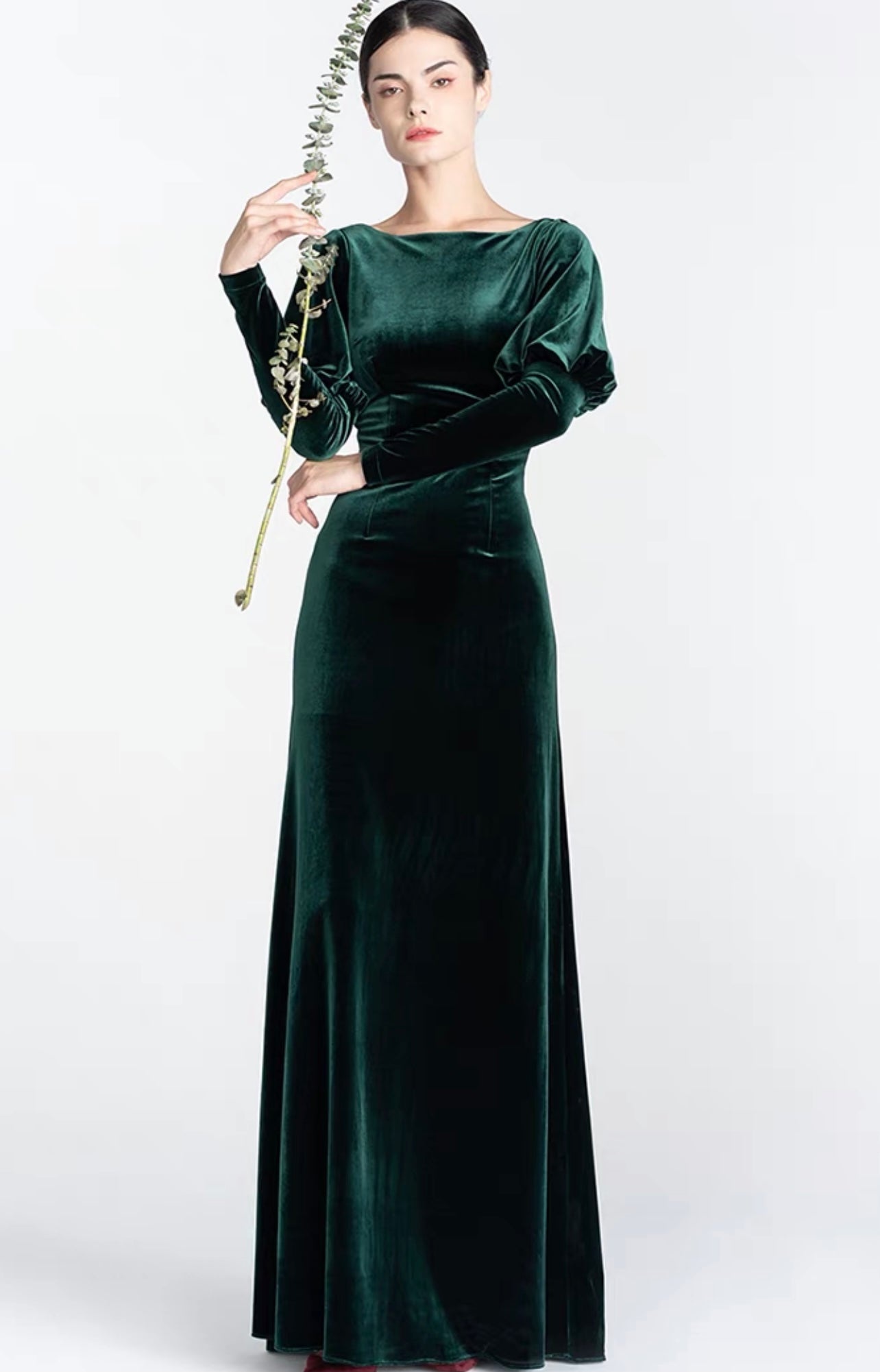 Emerald velvet dress