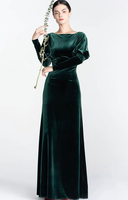 Emerald velvet dress