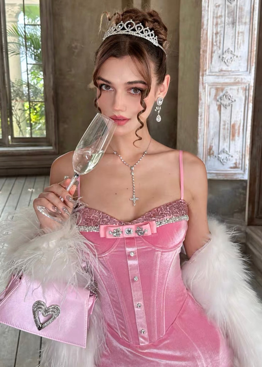Rose bubbles sparkling dress