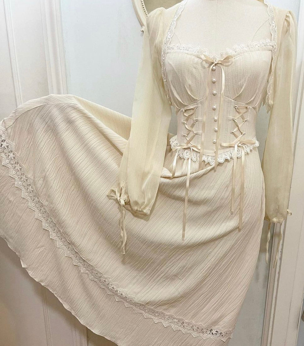 White vinegar corset dress / bolero
