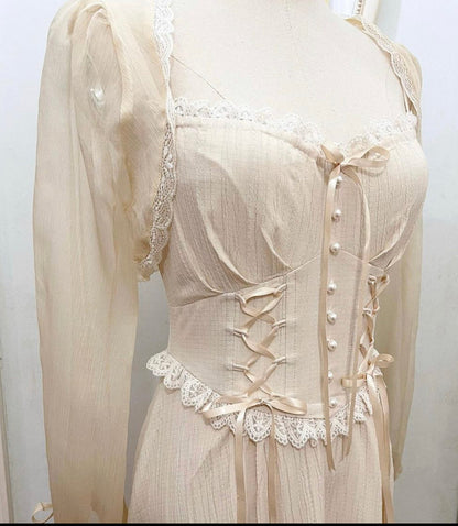 White vinegar corset dress / bolero