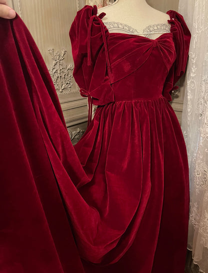 Red velvet party dress