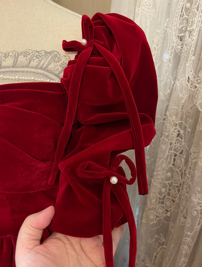 Red velvet party dress