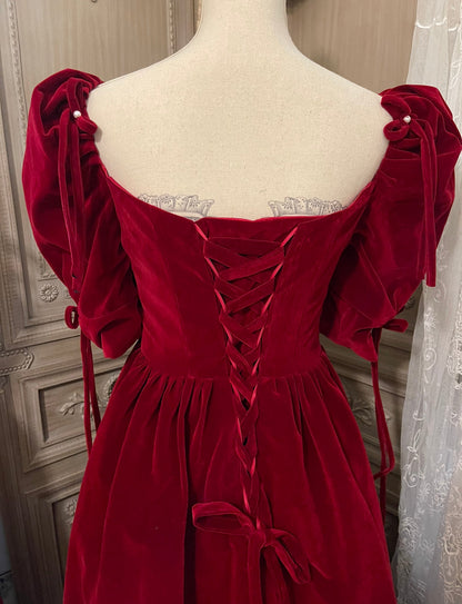Red velvet party dress