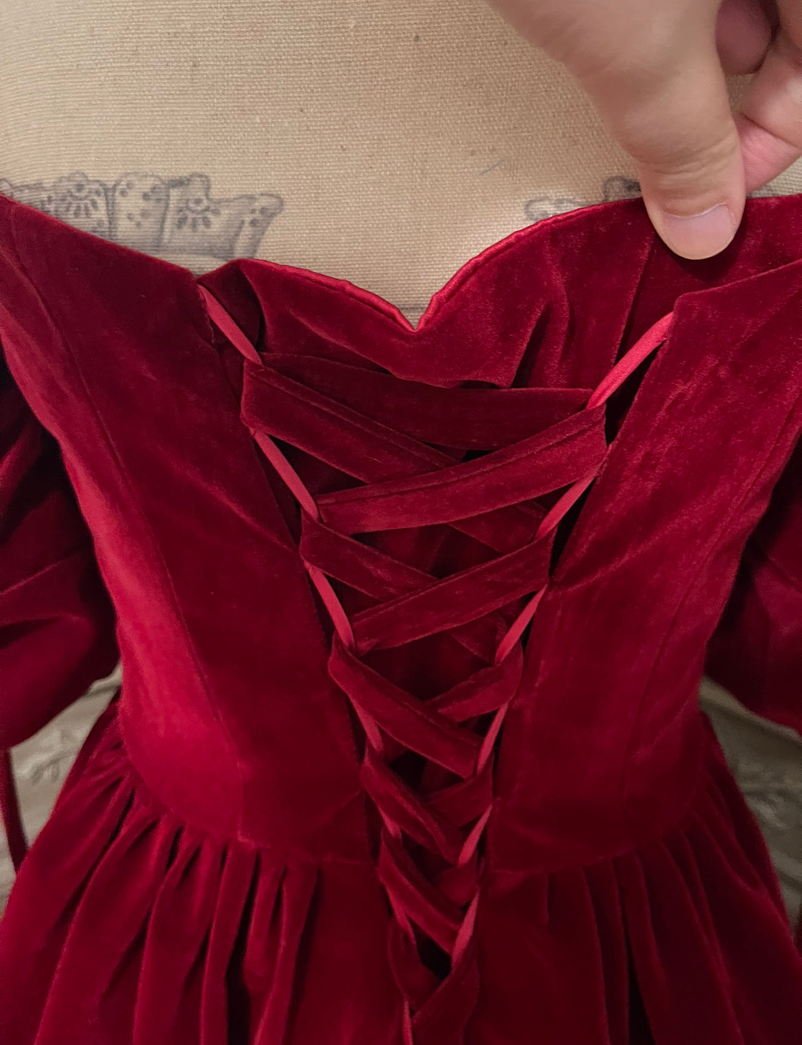 Red velvet party dress